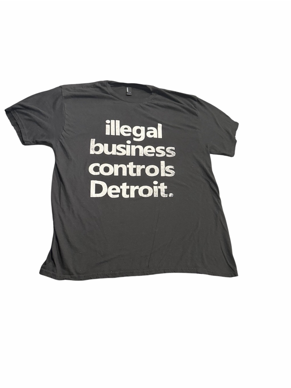 Illegal Business Controls Detroit Graphic T-Shirt Mens Black Crew Neck XXL